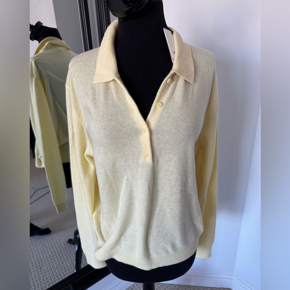 Aritzia Cashmere Butter Yellow POLO  Nwt size Large